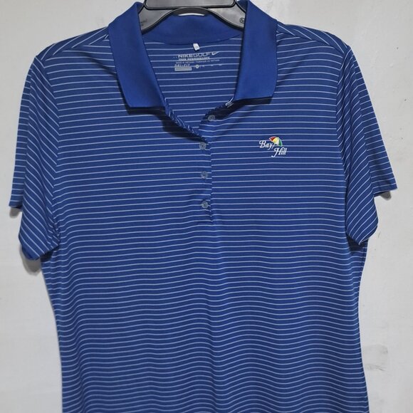 Nike Tops - Nike Golf Polo Shirt womens XL Blue Stripe Collared Tour Performance Dri Fit